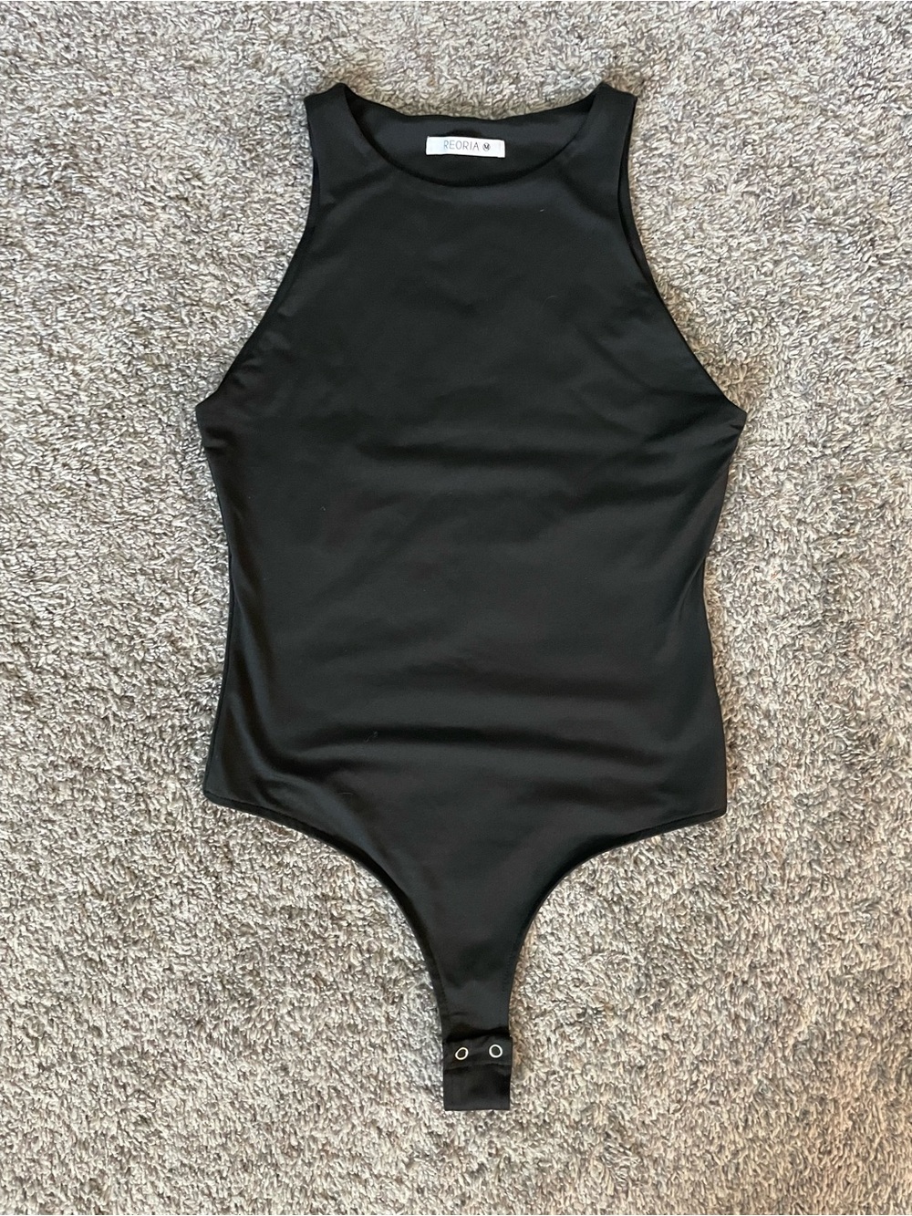 ReoRia Black Crewneck Bodysuit